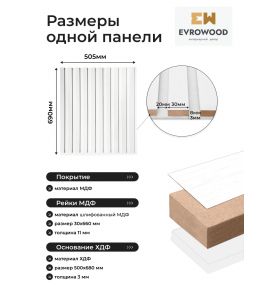 Реечная стеновая панель MSP04, белая пленка на белом основании, МДФ на ХДФ Реечная стеновая панель MSP04, белая пленка на белом основании, МДФ на ХДФ